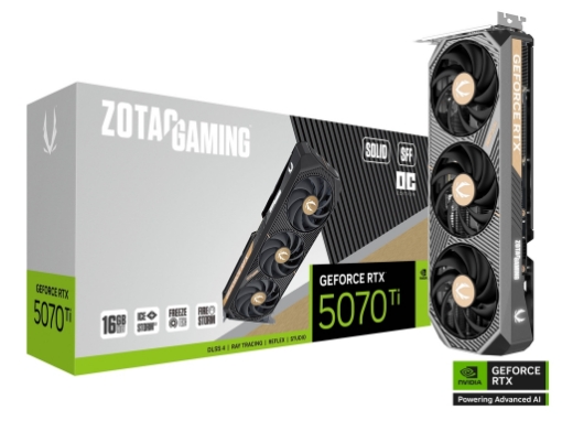 תמונה של כרטיס מסך ZOTAC GAMING GeForce RTX 5070 Ti SOLID SFF OC