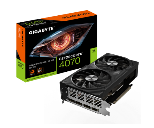 תמונה של כרטיס מסך Gigabyte GeForce RTX 4070 WindForce 2 OC V2 12GB